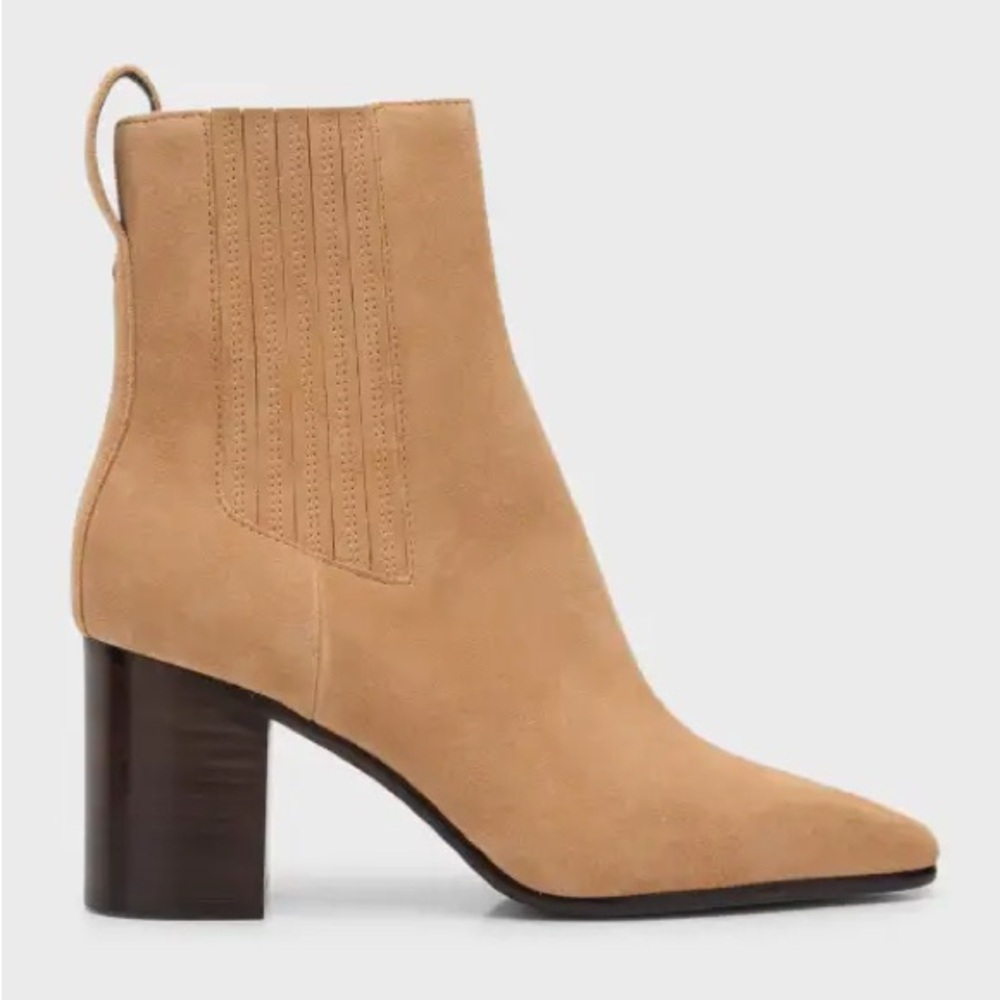 Rag and Bone Astra suede square toe ankle booties in tan sand